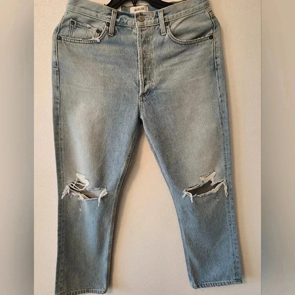 Agolde Riley High rise Straight Crop jean in Clear skies sz 29 NWT light wash - Picture 3 of 16